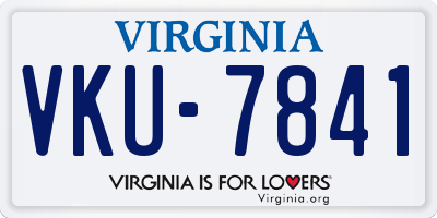 VA license plate VKU7841