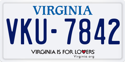 VA license plate VKU7842