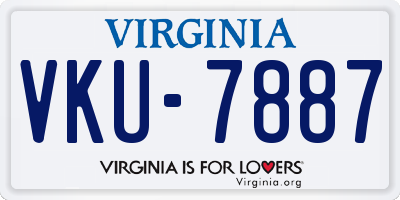 VA license plate VKU7887