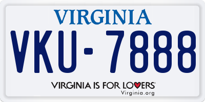 VA license plate VKU7888