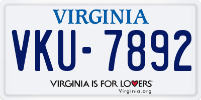 VA license plate VKU7892