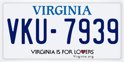VA license plate VKU7939