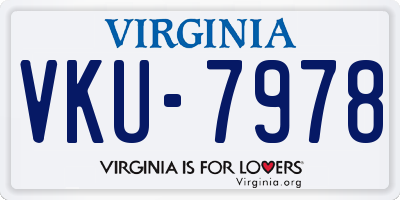 VA license plate VKU7978