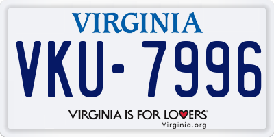 VA license plate VKU7996