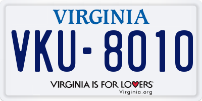 VA license plate VKU8010