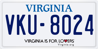 VA license plate VKU8024