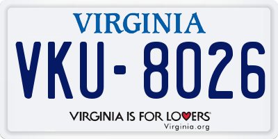VA license plate VKU8026
