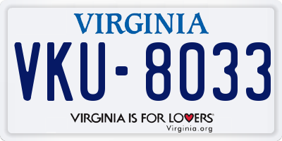 VA license plate VKU8033