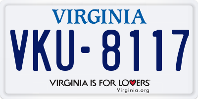 VA license plate VKU8117