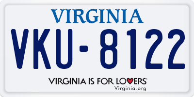 VA license plate VKU8122