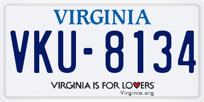 VA license plate VKU8134