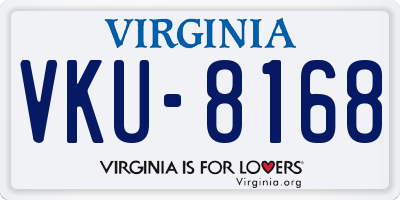 VA license plate VKU8168