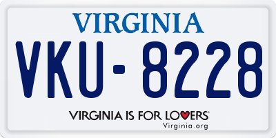 VA license plate VKU8228