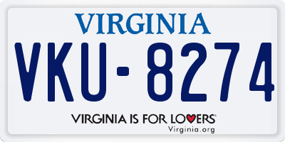 VA license plate VKU8274