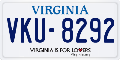 VA license plate VKU8292
