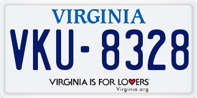 VA license plate VKU8328