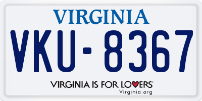 VA license plate VKU8367