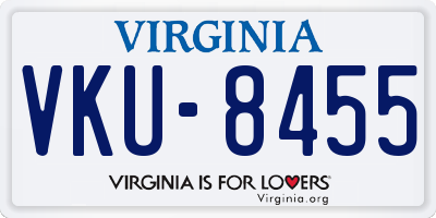 VA license plate VKU8455