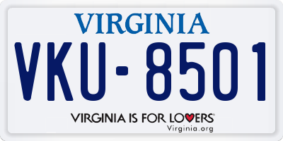 VA license plate VKU8501