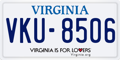 VA license plate VKU8506