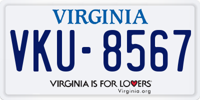VA license plate VKU8567