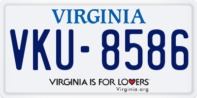 VA license plate VKU8586