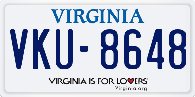VA license plate VKU8648