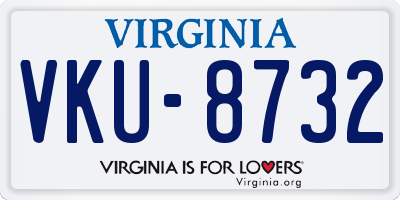 VA license plate VKU8732