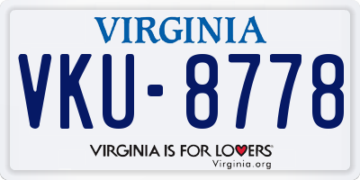 VA license plate VKU8778