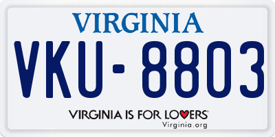 VA license plate VKU8803