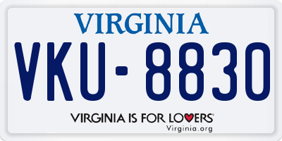 VA license plate VKU8830