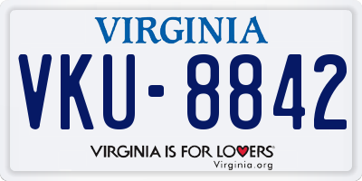 VA license plate VKU8842
