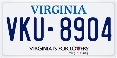 VA license plate VKU8904