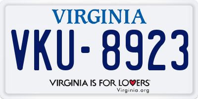 VA license plate VKU8923