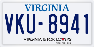 VA license plate VKU8941