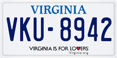 VA license plate VKU8942