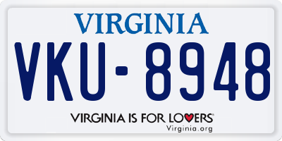 VA license plate VKU8948