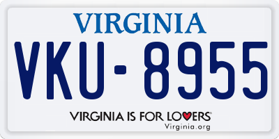 VA license plate VKU8955