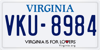 VA license plate VKU8984