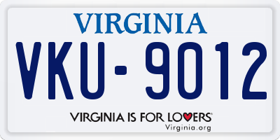VA license plate VKU9012