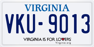 VA license plate VKU9013