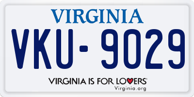 VA license plate VKU9029