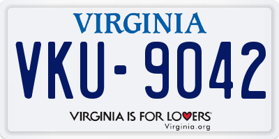 VA license plate VKU9042