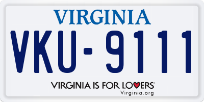 VA license plate VKU9111
