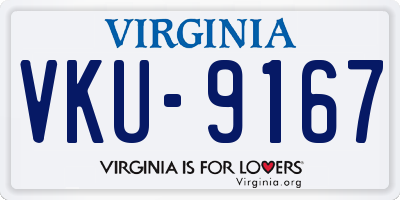 VA license plate VKU9167