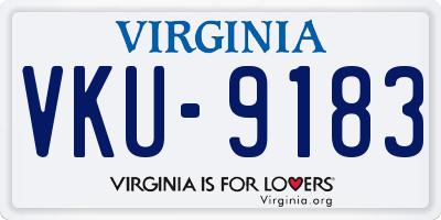 VA license plate VKU9183