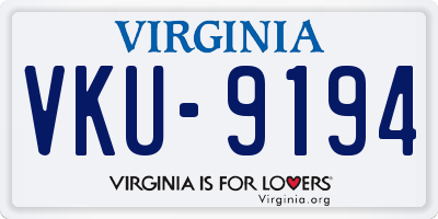 VA license plate VKU9194