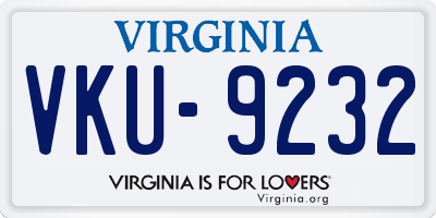 VA license plate VKU9232