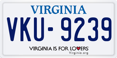 VA license plate VKU9239