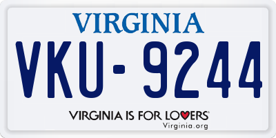 VA license plate VKU9244